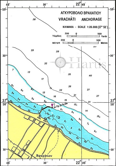 Corinthiakos Gulf Psaromyta C. to Corinthos Canal Nautical Chart