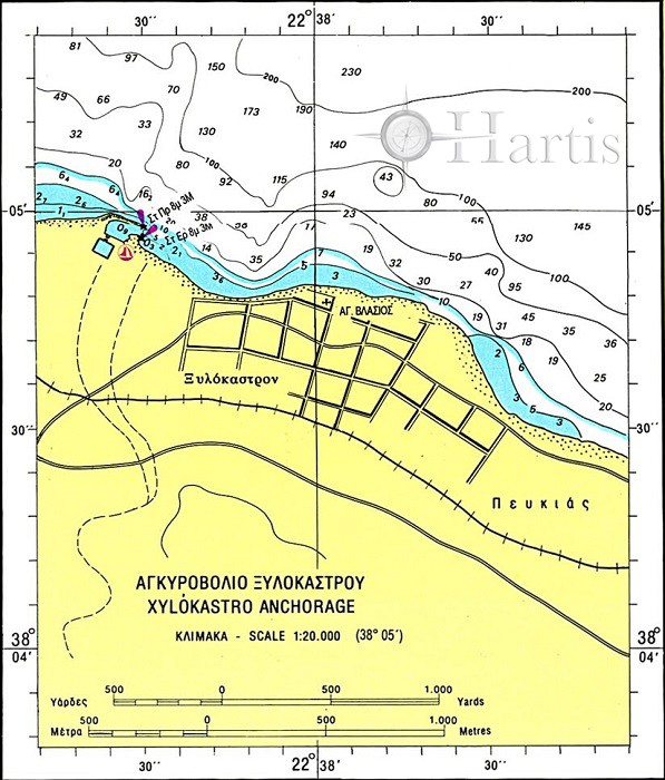Corinthiakos Gulf Psaromyta C. to Corinthos Canal Nautical Chart