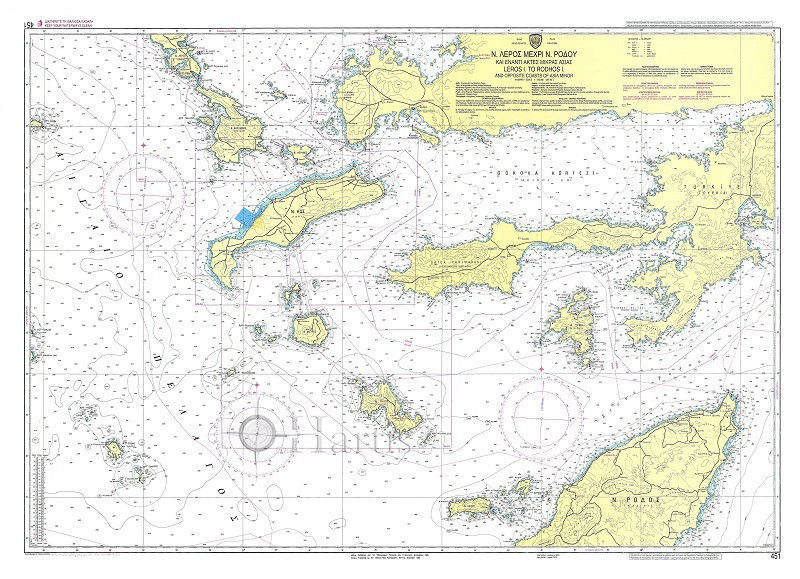 Leros Island to Rhodes and Asian Minor Coast Nautical Chart