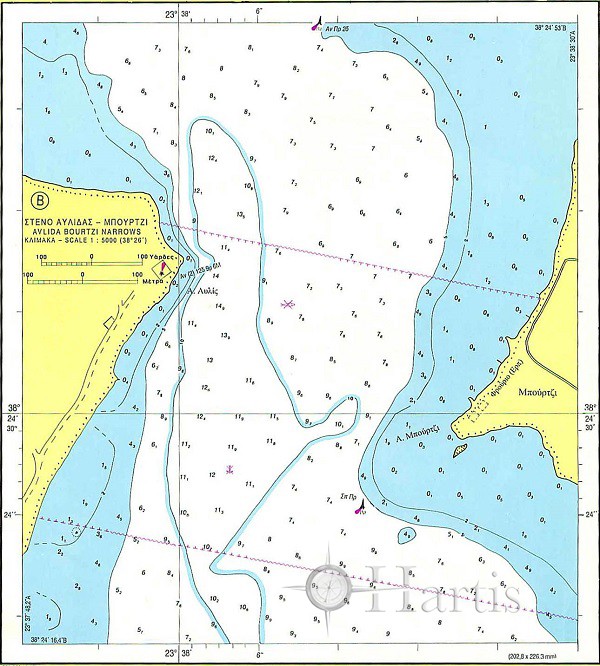 Evripos Strait and Chalkis Harbour Nautical Chart