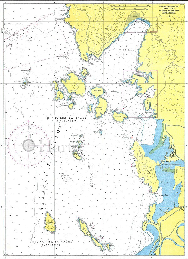 Echinades Islands - Channel and Port of Mesolongi Nautical Chart