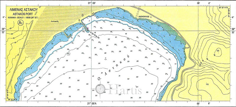 Echinades Islands - Channel and Port of Mesolongi Nautical Chart