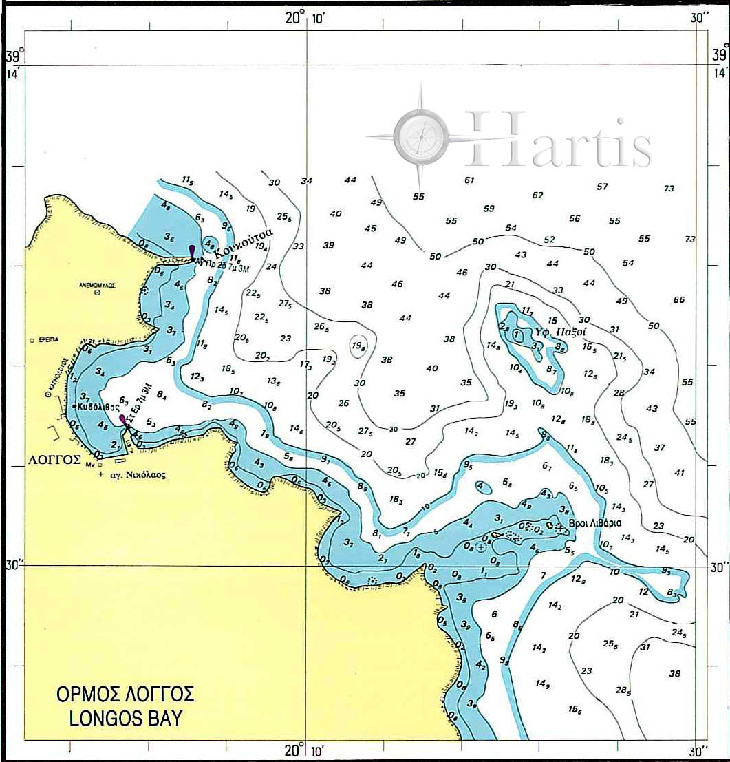 Όρμοι και Λιμένες Νήσου Παξών, Ναυτικός Χάρτης