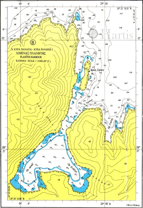 Alonissos to Psathoura Islet (Sporades Islands) Nautical Chart
